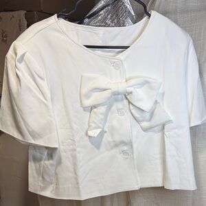 Elegant White Blouse with Bow Detail